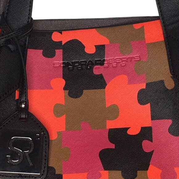 Sondra Roberts Squared Large Colorful Faux Leather Shoulder Bag Tote - Picture 7 of 16